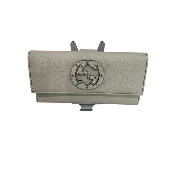 White Gucci Studded Leather Wallet – Double G Logo - Picture 1 of 8